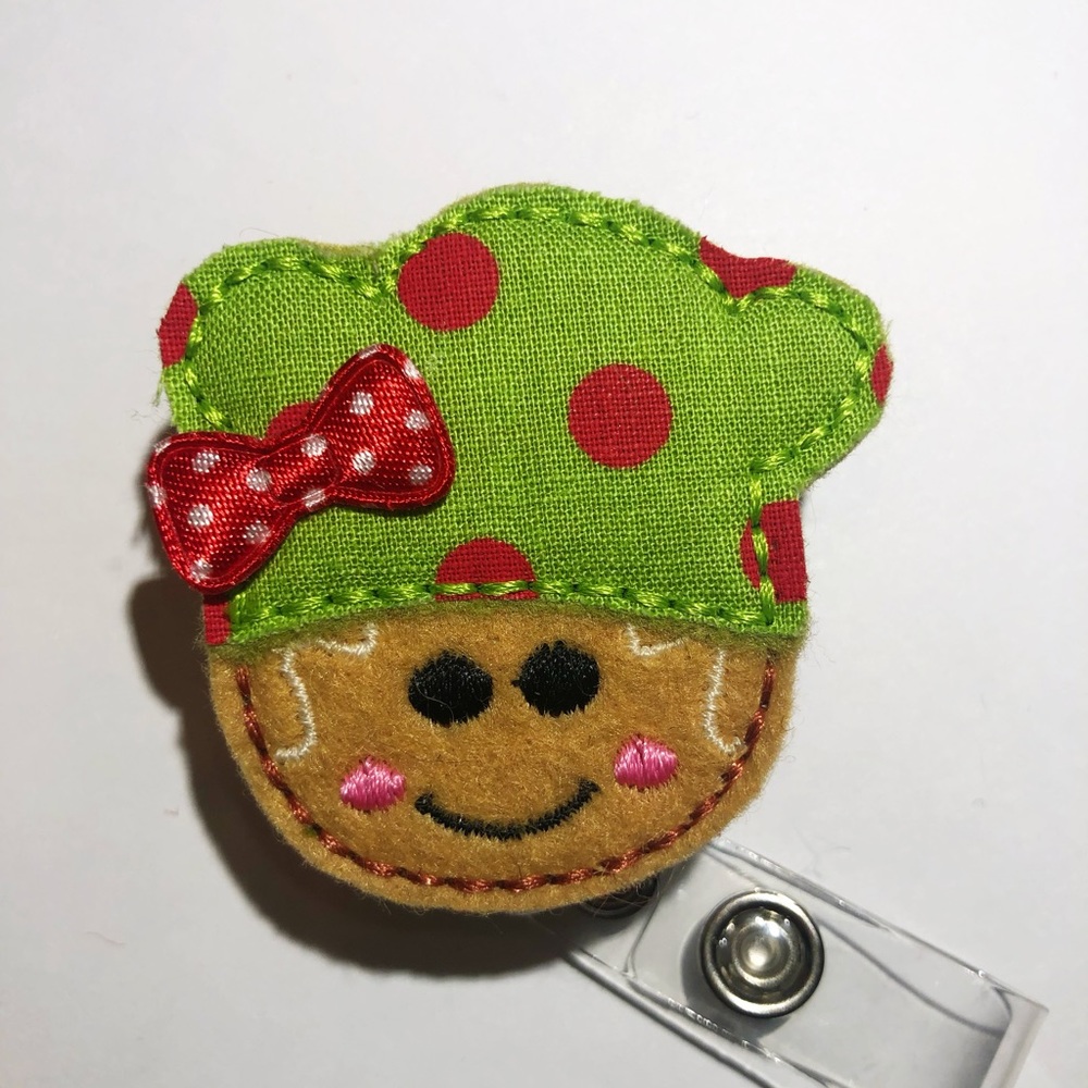 Gingerbread Baker Felt Badge Reel